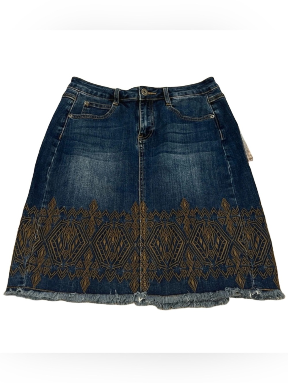 Reba denim skirt Women’s Dark Blue Embroidered Denim Skirt